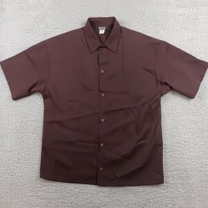 CalTop Shirt Button Down XL Brown Short Sleeve Polyester Made in USA 1000